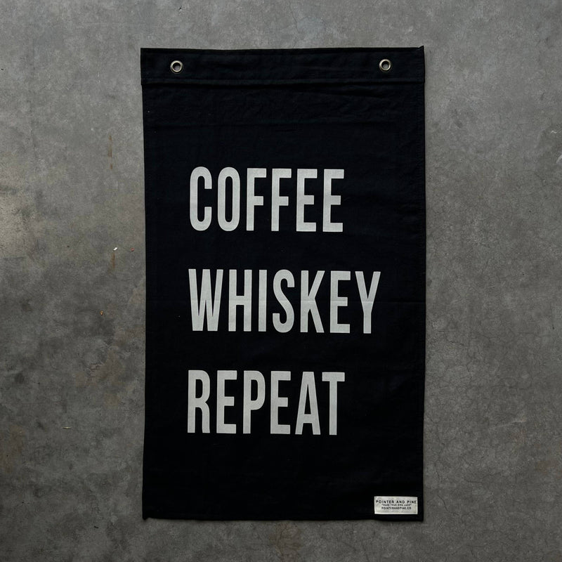 Coffee Whiskey Repeat Flag - Black - The Montana Scene