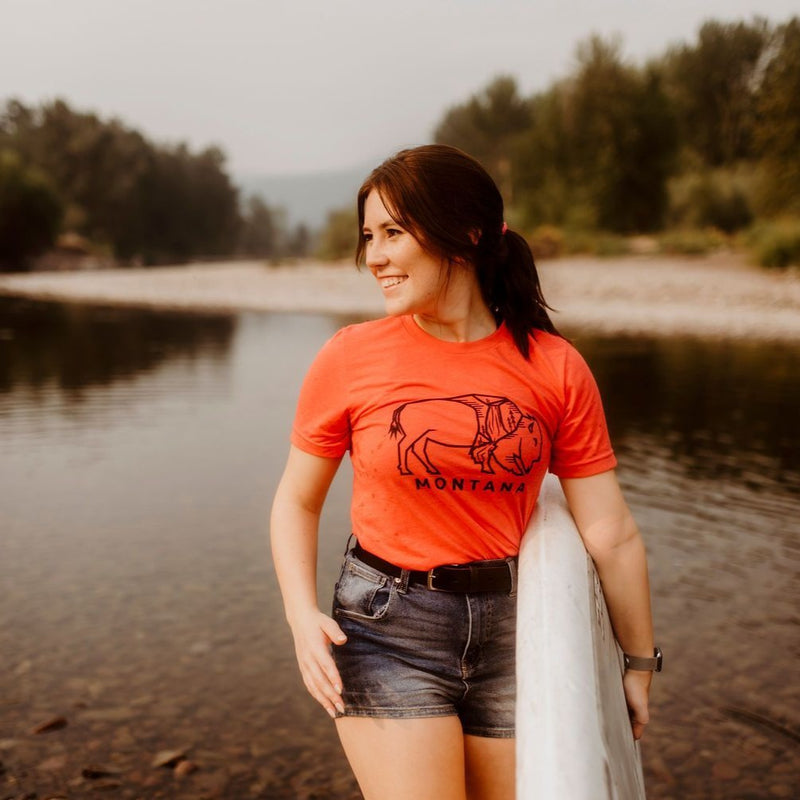 Montana Bison Unisex Tee - Faded Red