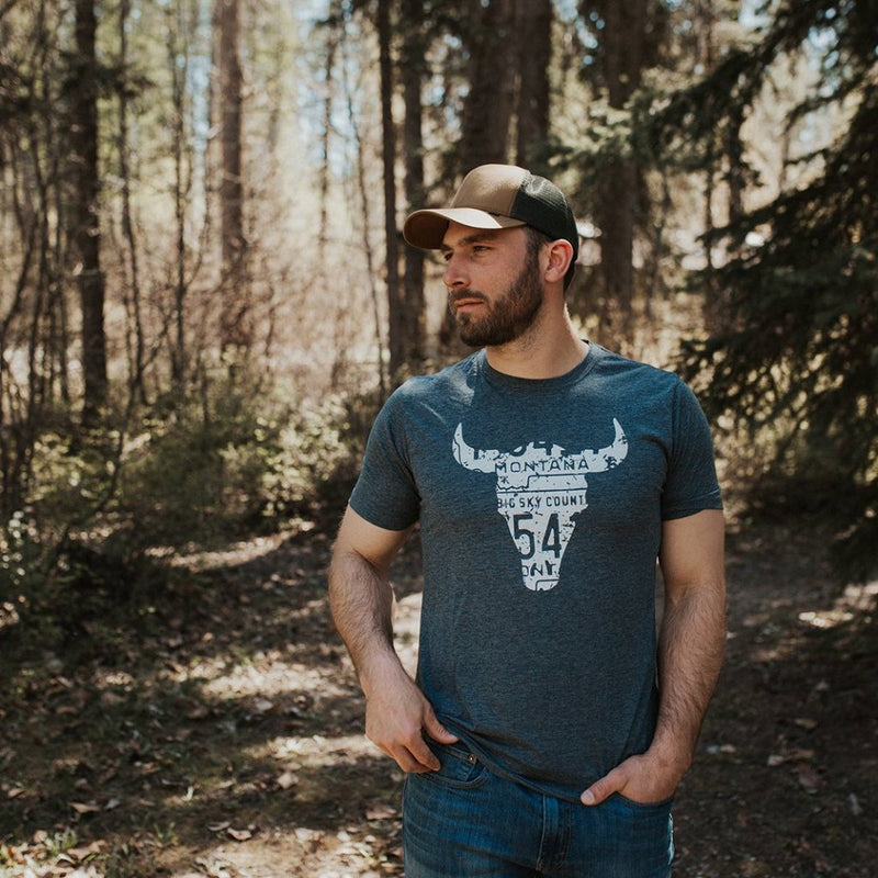 Skull Unisex Tee - Antique Denim - The Montana Scene