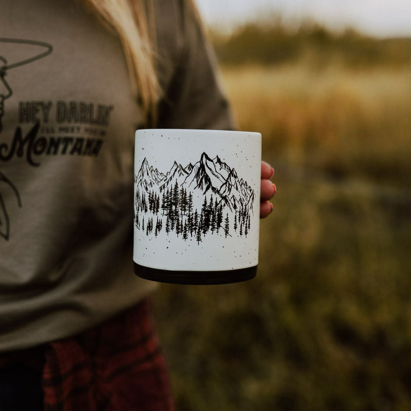 Mountain Sketch Ceramic Mug - White