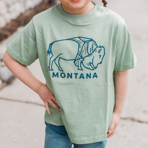 Montana Bison Toddler Tee - Sage - The Montana Scene