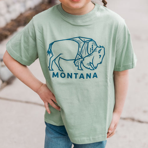Montana Bison Toddler Tee - Sage