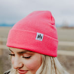 Three Tree Foldover Beanie - Pink - The Montana Scene