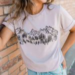 Mountain Sketch Unisex Tee - Pink Gravel - The Montana Scene