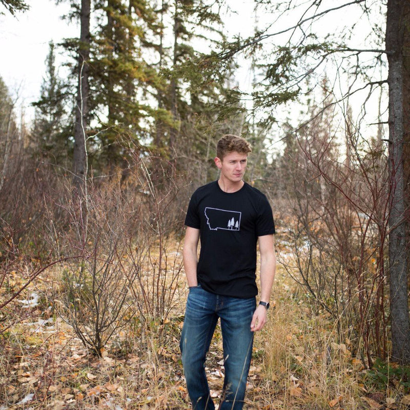 Montana Tree Outline Unisex Tee - Black - The Montana Scene