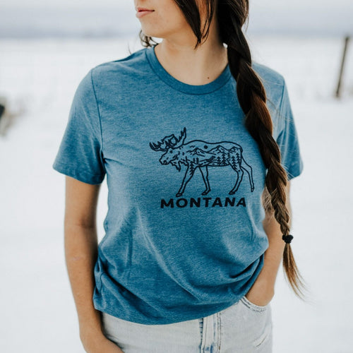 Montana Moose Tee - Heathered Teal