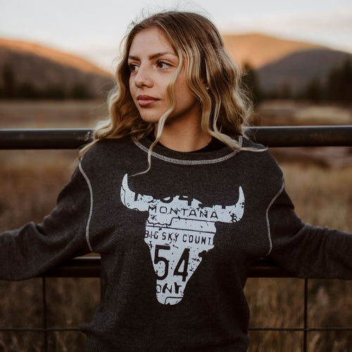 Skull Long Sleeve Thermal Unisex - Charcoal