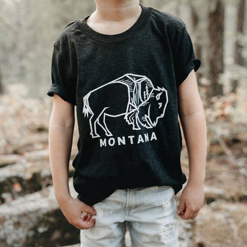 Bison Kids Tee - Charcoal - The Montana Scene
