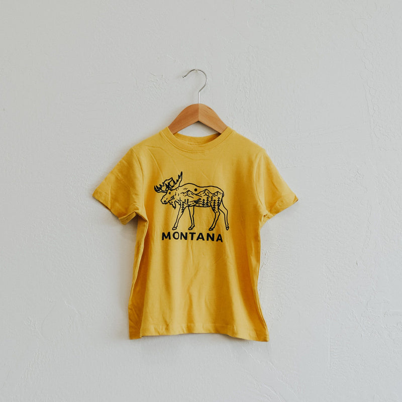 Montana Moose Toddler Tee - Mustard