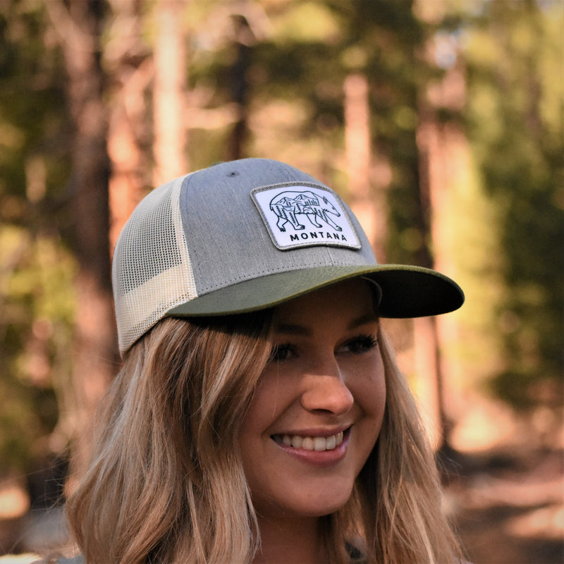 Tri Tone Bear Trucker - Green - The Montana Scene