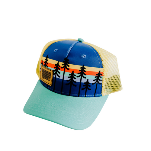 Forested Sunset Kids Trucker - Teal - The Montana Scene