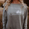 Montana Tree Outline Ladies Pullover - Sage - The Montana Scene