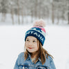 Mountain Bear Kids Beanie - Pink/Navy