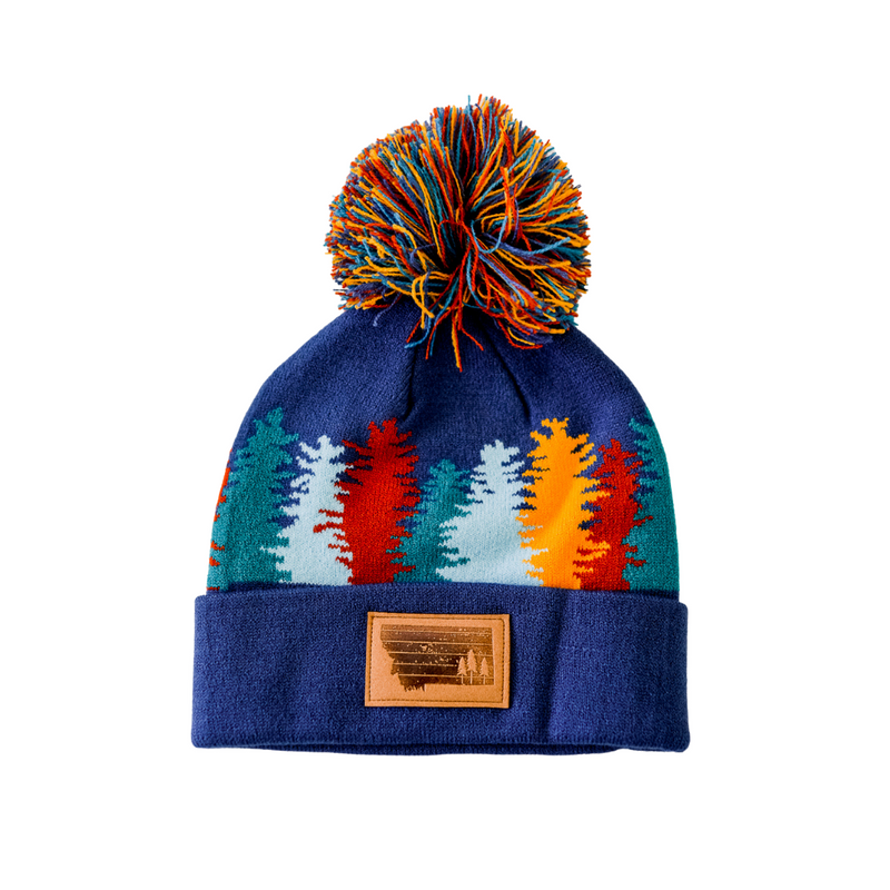 Fall Forest Kids Beanie - Blue - The Montana Scene