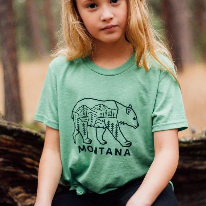 montana bear kids tee green