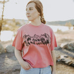 Mountain Sketch Ladies Boxy Tee - Mauve -Discontinued
