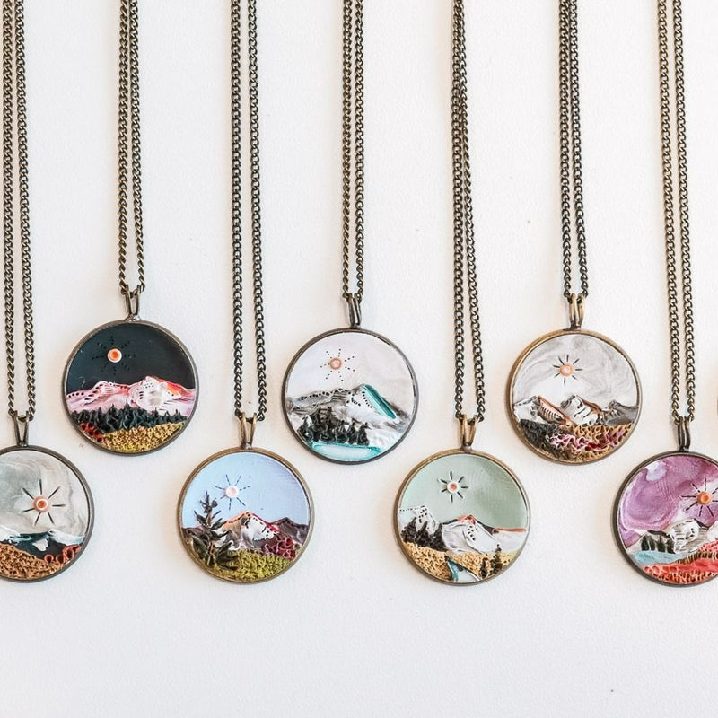 Mountain Scape Earth Clay Necklace - The Montana Scene