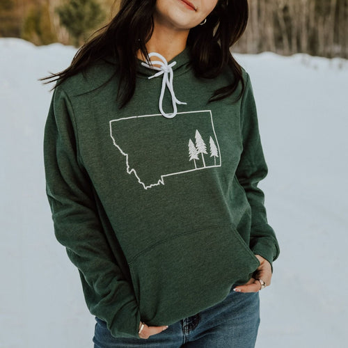 Montana Tree Outline Fleece Hoodie