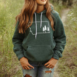 Montana Tree Outline Fleece Hoodie Unisex 