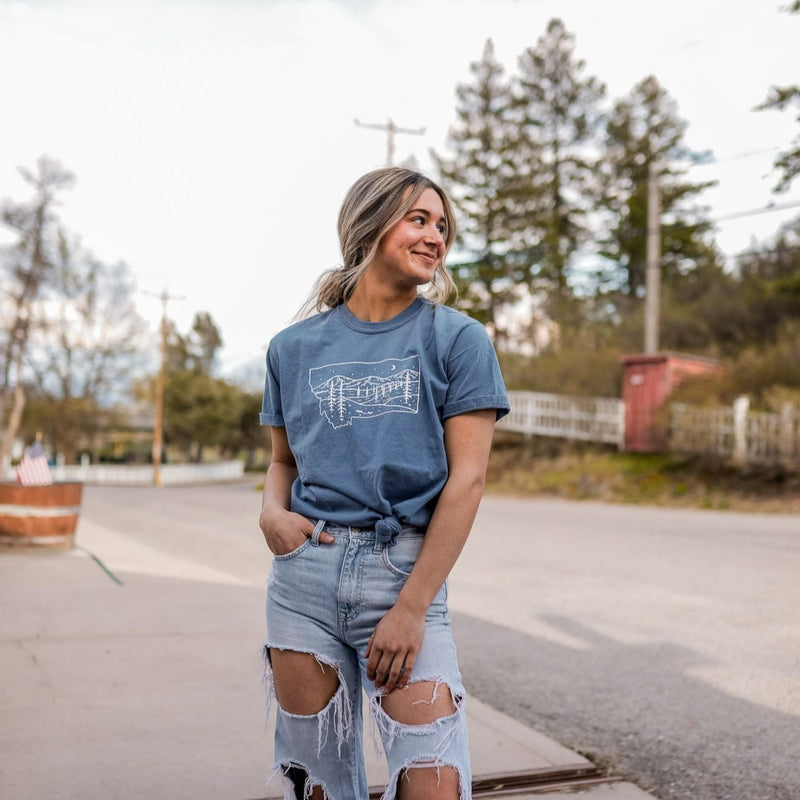 Starry Road Unisex Tee - Blue Jean - The Montana Scene