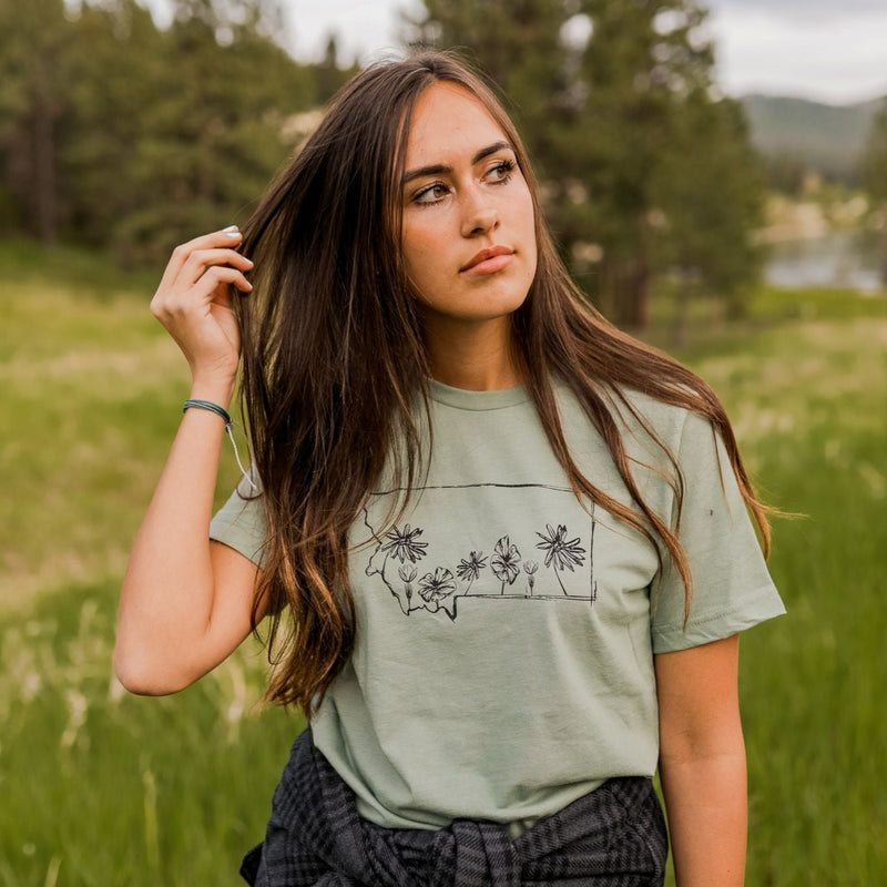 Montana Wildflower Unisex Tee - Heathered Sage - The Montana Scene