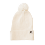 Three Tree Foldover Pom Beanie - Cream