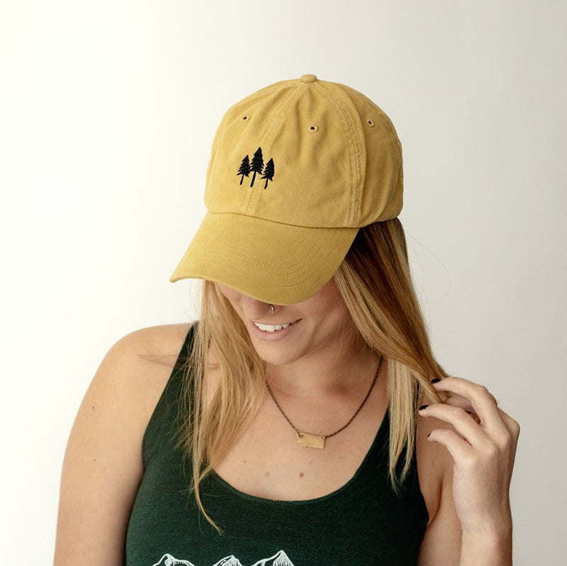 Three Tree Dad Hat - Light Yellow