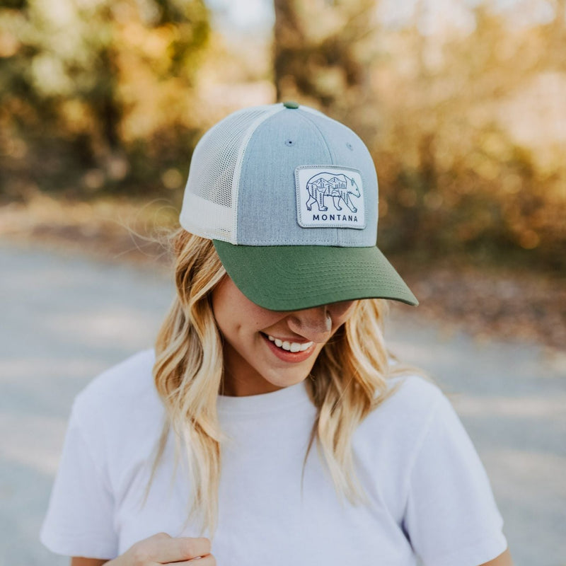 Tri Tone Bear Trucker - Green - The Montana Scene