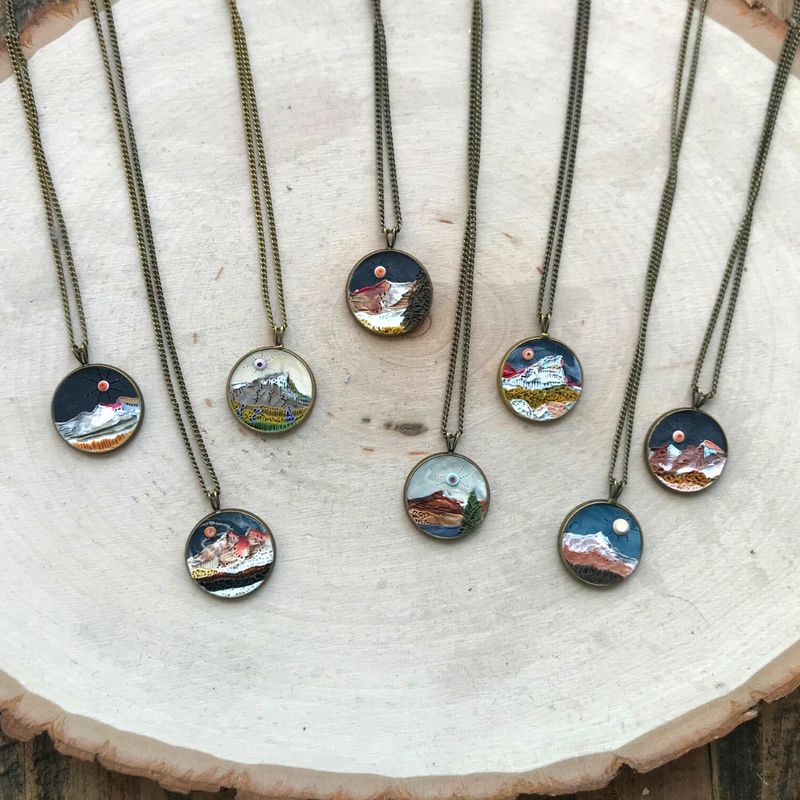 Mountain Scape Earth Clay Necklace - The Montana Scene