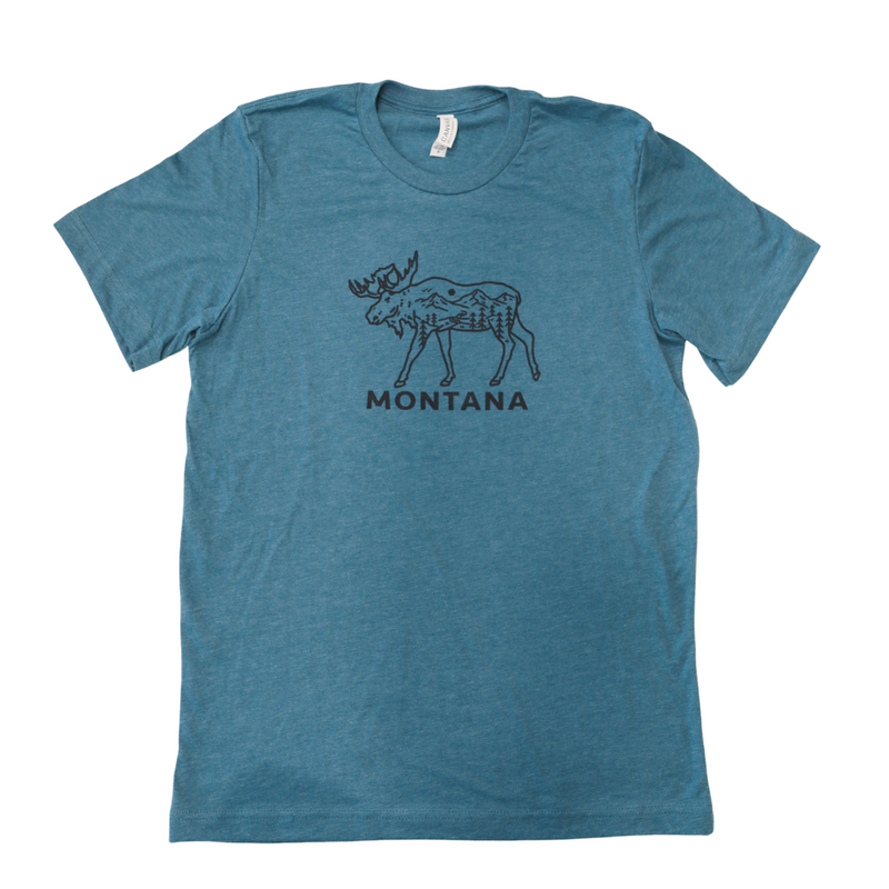 Montana Moose Tee - Heathered Teal 