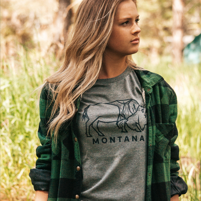 Montana Bison Unisex Tee - Grey - The Montana Scene