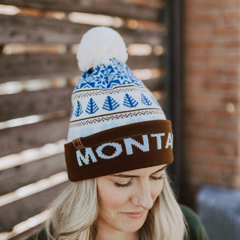 Montana Snowflake Beanie - Brown/Blue