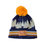 Retro Tree Line Beanie - Yellow/Navy - The Montana Scene