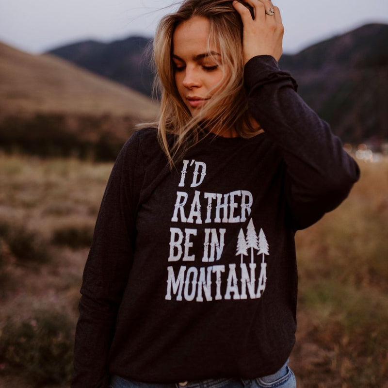 I'd Rather Be In Montana Long Sleeve Unisex - Charcoal – The Montana Scene
