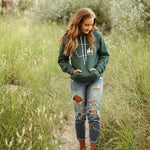 Montana Tree Outline Fleece Hoodie Unisex - Green - The Montana Scene