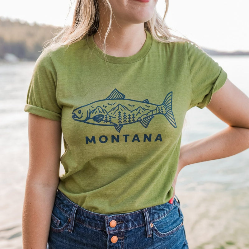 Montana Fish Unisex Tee - Heathered Green