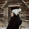 Three Tree Foldover Pom Beanie - Cream