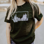 Montana Tree Line Unisex Tee- Dark Olive - The Montana Scene