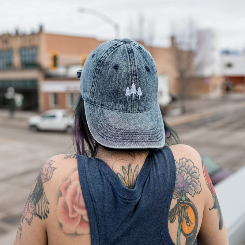 Three Tree Dad Hat - Dark Denim