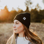 Three Tree Foldover Beanie - Black