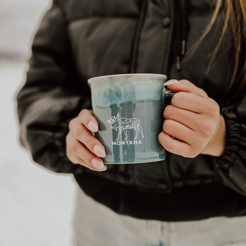 Montana Moose Ceramic Mug - Blue