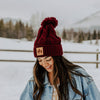 Three Tree Cable Knit Beanie - Maroon