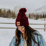 Three Tree Cable Knit Beanie - Maroon