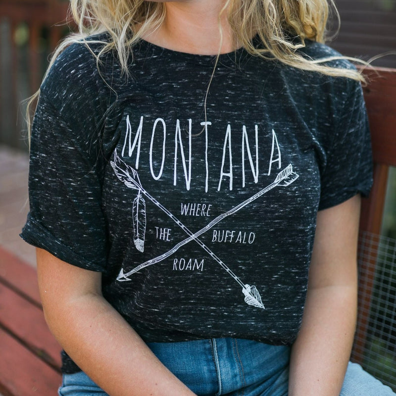 Montana Where the Buffalo Roam Unisex Tee - Marble Black