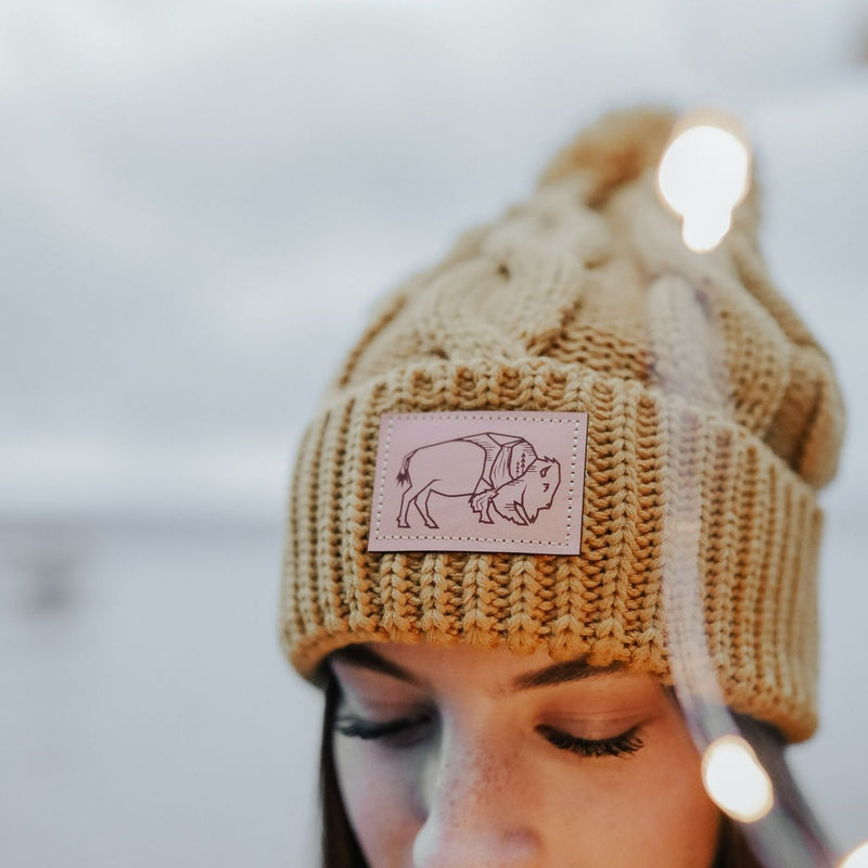 Bison Cable Knit Beanie - Mustard