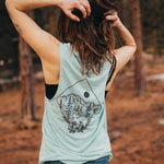 Take Me To the Wildflowers Ladies Muscle Tank - Dusty Blue - The Montana Scene