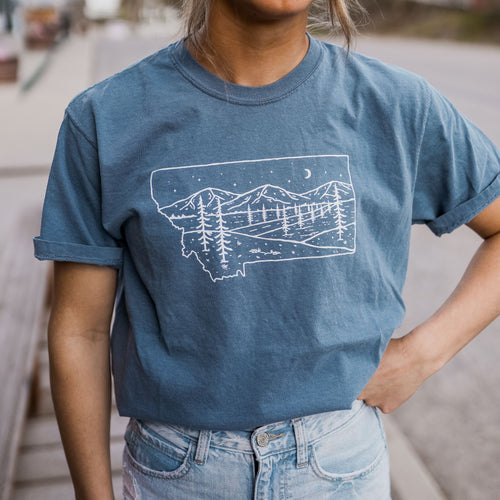 Starry Road Unisex Tee - Blue Jean - The Montana Scene