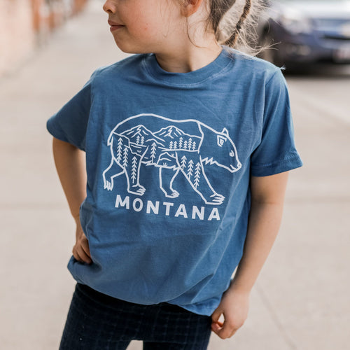Montana Bear Toddler Tee - Indigo - The Montana Scene