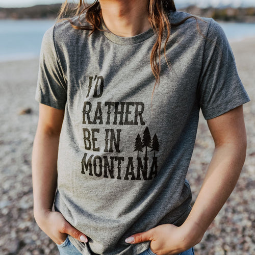 I'd Rather Be in Montana Unisex Tee - Grey