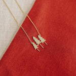 Rustic Three Tree Necklace - Gold